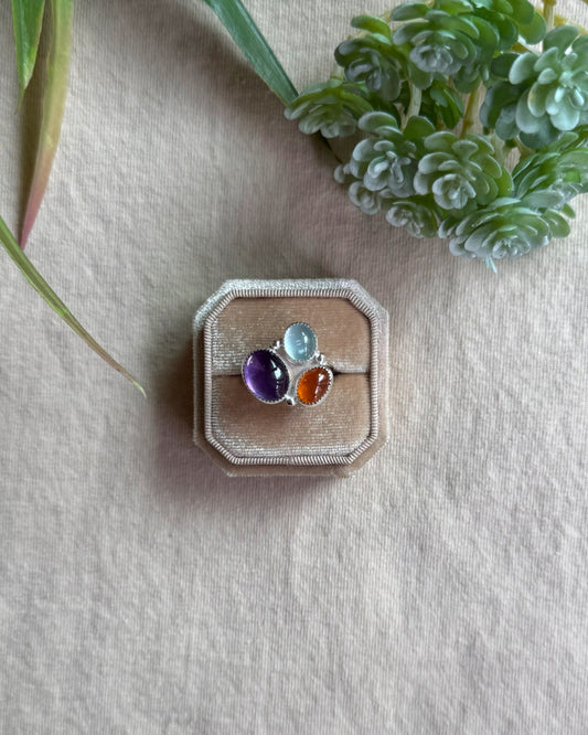 Amethyst, Garnet and Aquamarine Ring - "BOUQUET"